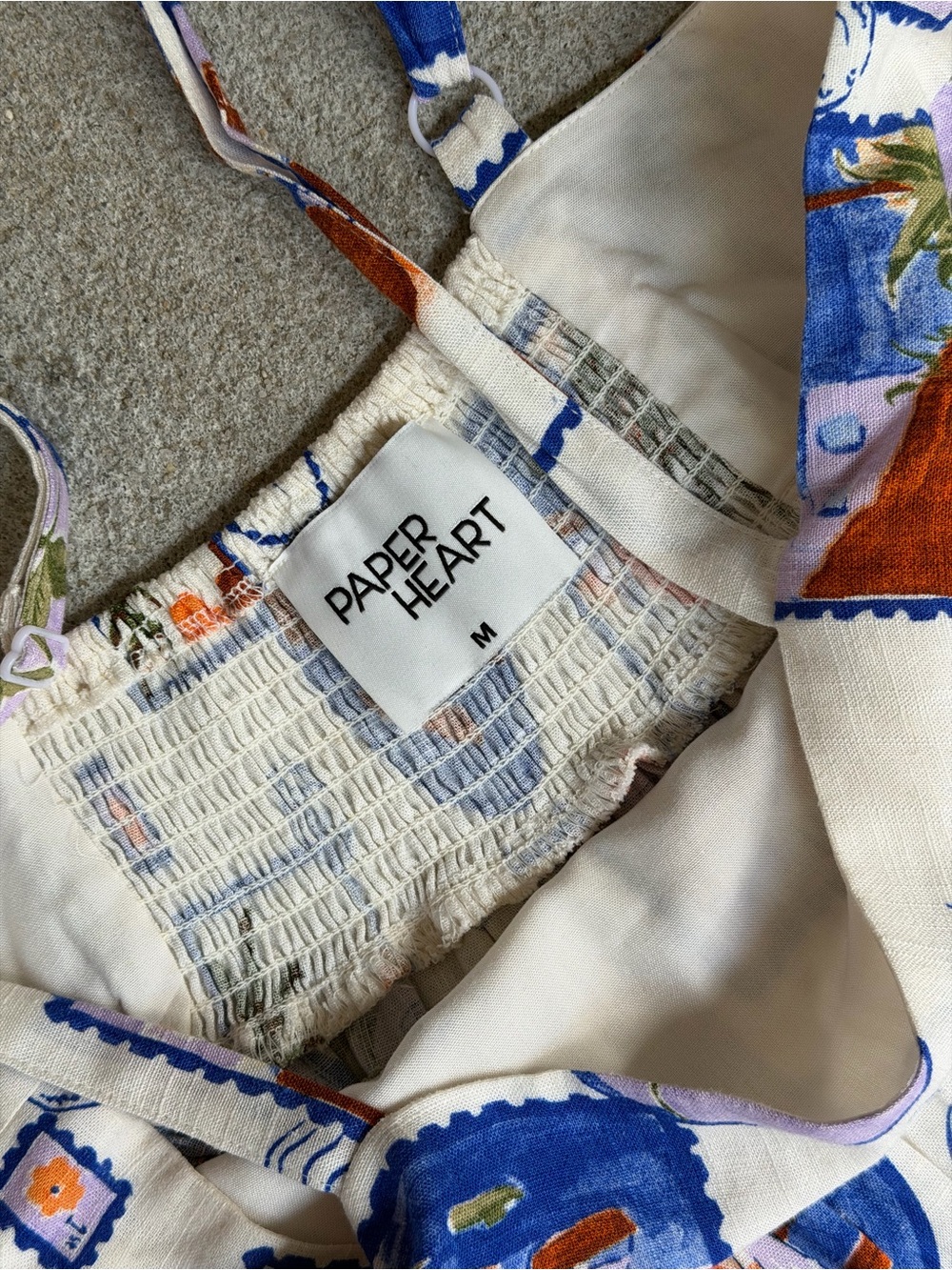 Paper Heart La Dolce Vita Postcard Maxi Dress M Linen Blend Italian Summer Boho - Picture 3 of 8